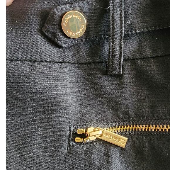 Calvin Klein Black Pants Gold Zippers Buttons Dress Pants Size 10 - Picture 6 of 7